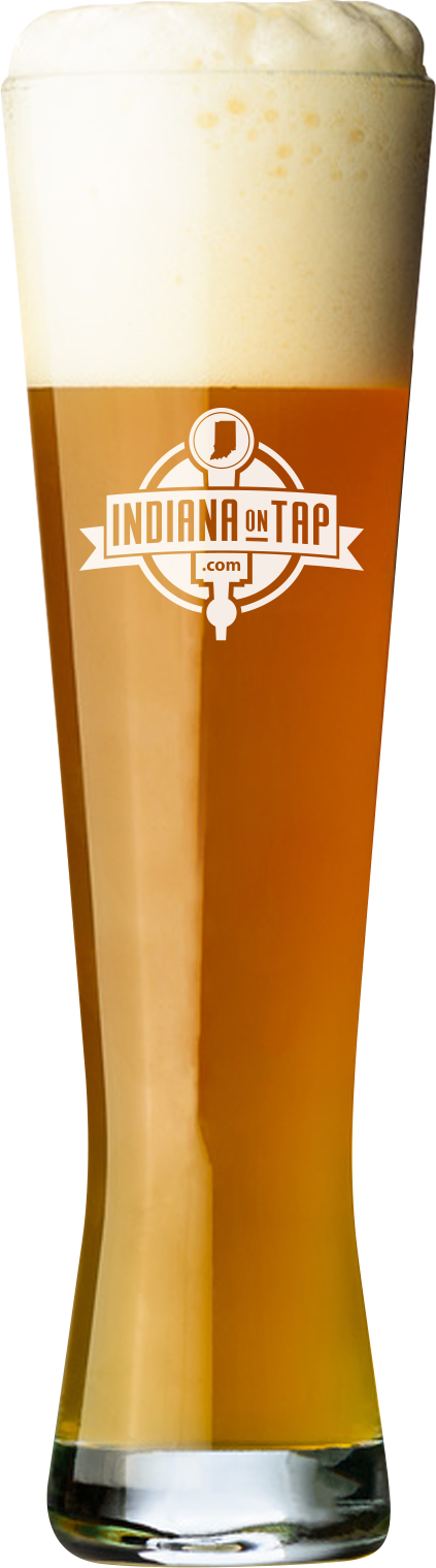 Image of a tall frothy beer in a glass that cays Indiana on Tap
