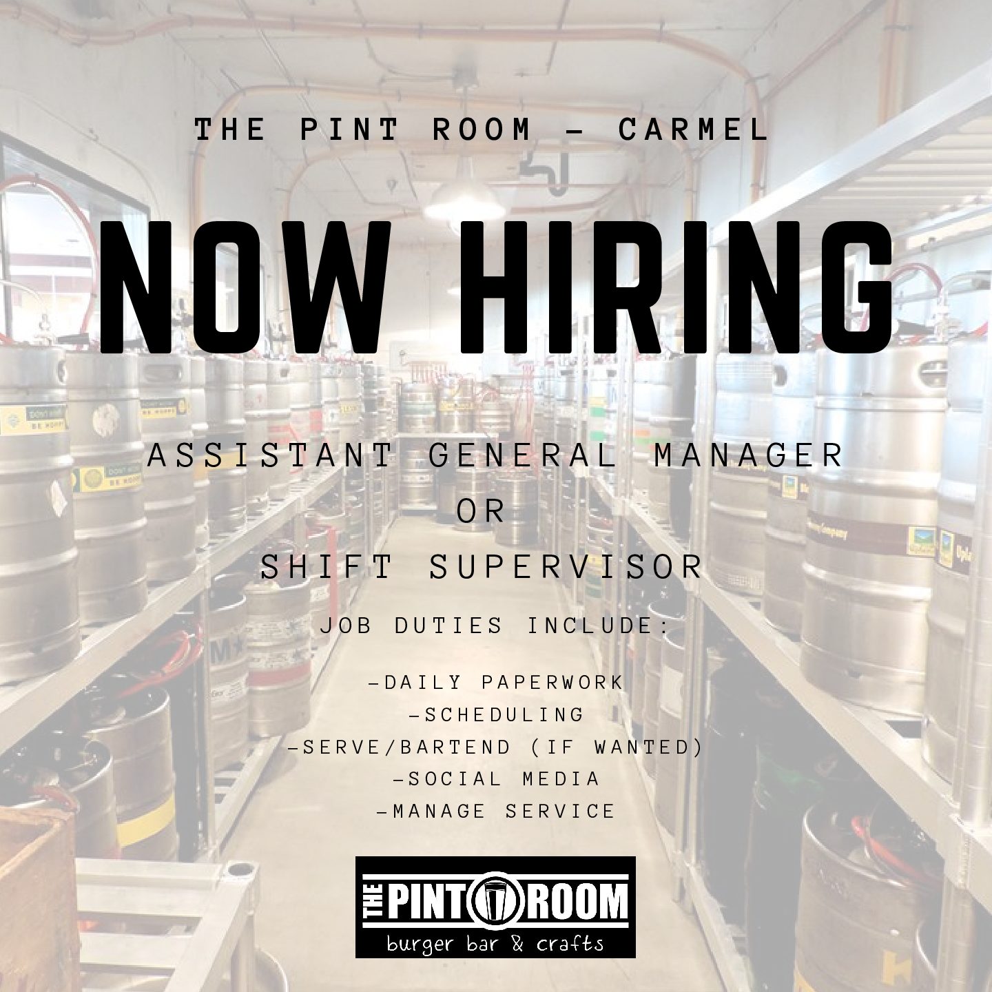 Indiana On Tap Pint Room Carmel Now Hiring For Assistant